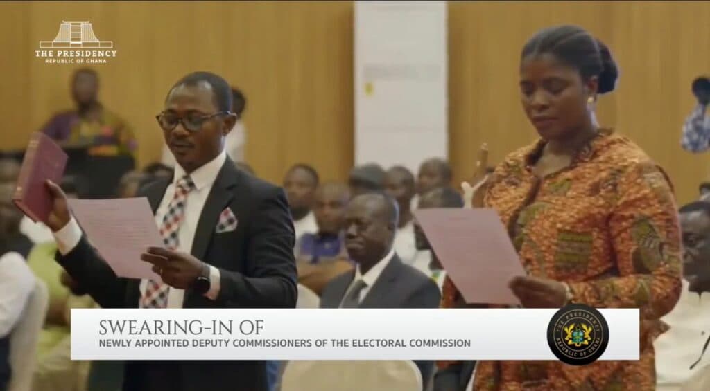 Mahama swears in Emelia Afi Agbenyo, Joseph Kwaku Asamoah as EC deputy chairpersons