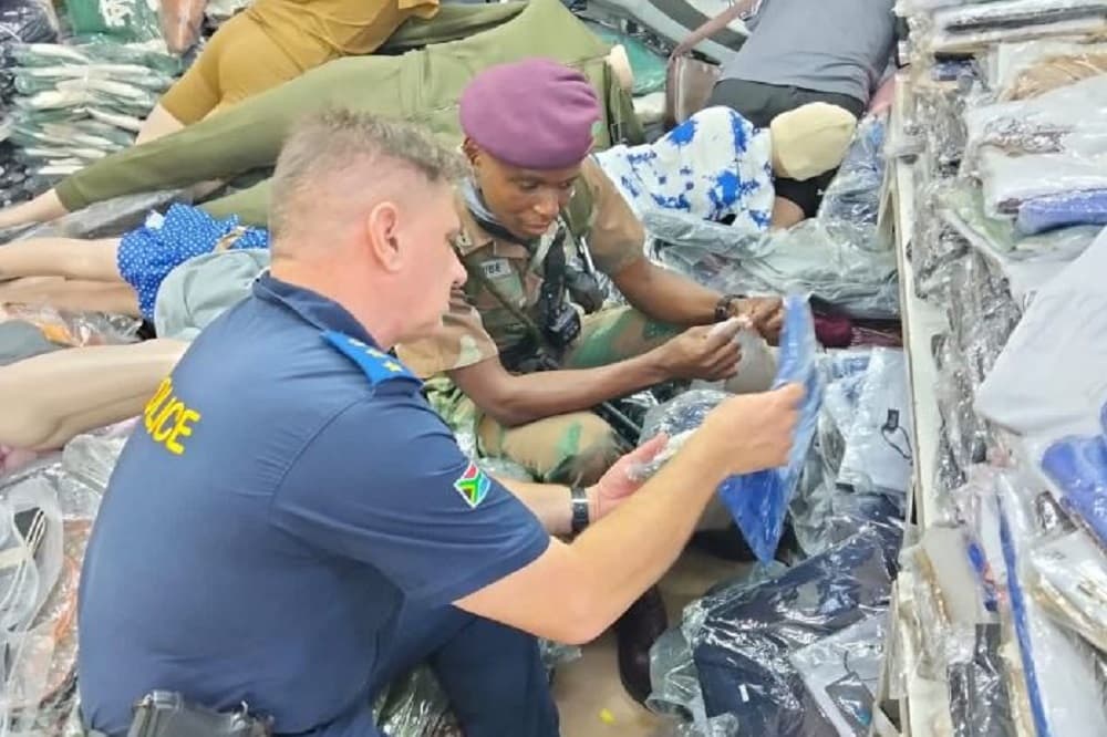 Law enforcement officials conduct counterfeit goods raid in Joburg